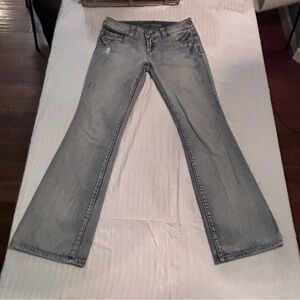 American Eagle Outfitters Y2K Boyfriend 77 Light Blue Flare Jeans, Size 6